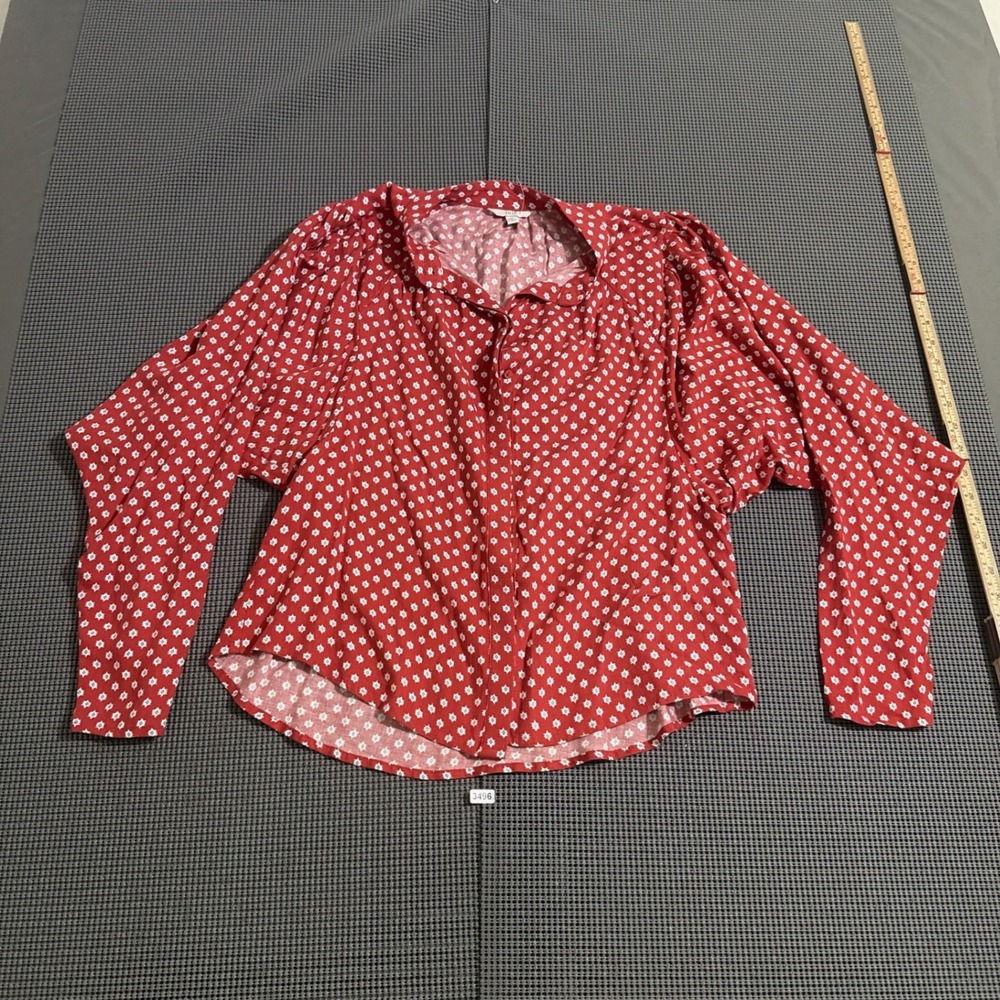 Joie Womens Red Floral Print Long Sleeve Button Front Blouse Size S